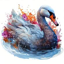 1pc/2pcs/3pcs Creative Super Pretty Waves Vibrant Colorful Swan Heat Transfer Stickers For Backpacks Pillow Clothes Hat - Multicolor - View 1