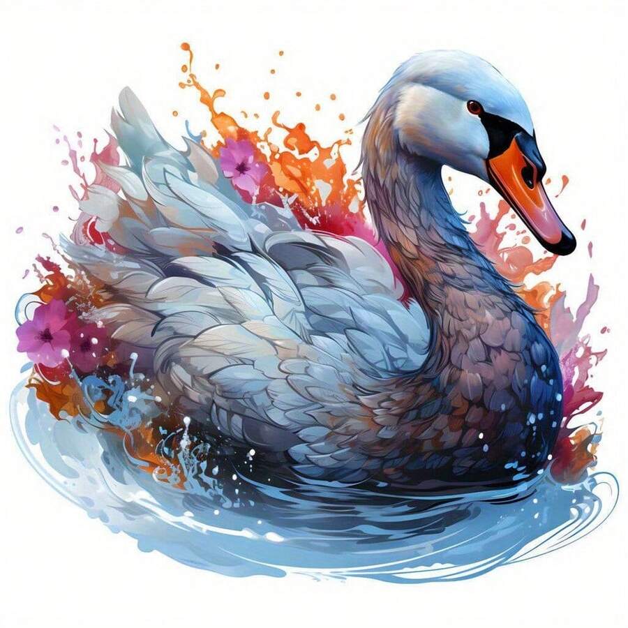 1pc/2pcs/3pcs Creative Super Pretty Waves Vibrant Colorful Swan Heat Transfer Stickers For Backpacks Pillow Clothes Hat - Multicolor - View 1