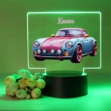 ضوء ليلي LED برؤية ثلاثية الأبعاد وخفة إنشائية بعنوان مخصص وهدية سيارة أنيقة وإضاءة دافئة/  تفاصيل , هدية عيد ميلاد أو هدية زفاف أو هدية عائلية وصديقة للصبيان والبنات وديكور المنزل أو مصباح مكتبي ليلي