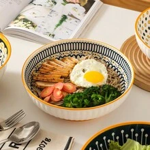 2 件/4 件 9 英寸陶瓷碗，适用于拉面/面条/汤/水果和沙拉，可微波炉加热 - 北歐風格 - 查看 5