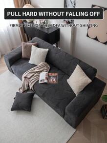1pc Waterproof Jacquard Universal Sofa Cover With Plush For All Seasons, Anti-Dirty And Scratch-Resistant Sofa Cover - Dark Grey - View 5