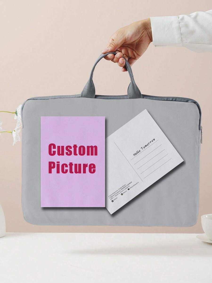 1 pieza Bolso personalizado para laptop, diseño único (foto, paisaje, ilustración), gran capacidad, liviano y de moda, excelente regalo para la temporada de regreso a clases - Unitalla - Ver 1