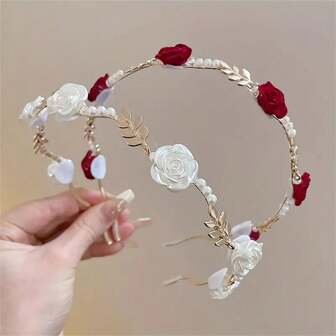 1PC Elegant Rose Shaped Ornament Headband Hair Accessories For Women Girls Tiaras Valentine's Day Valentines
