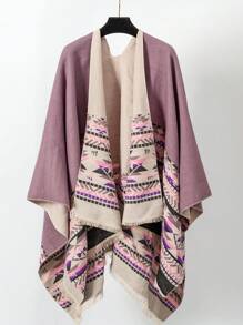 1pc Women Geometric Tassel Scarf With Slit, Versatile Wrap Shawl For Photo Shoot, Spring And Summer - Multicolor - View 21