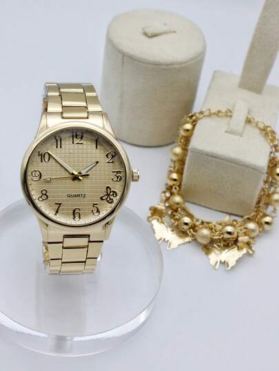 Relógio de quartzo feminino casual + pulseira