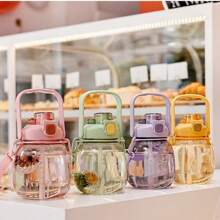 One Water Bottle With Tea Infuser And Tea Separator, Large Capacity Sports Bottle With Dual Drinking Design - Pink - View 3