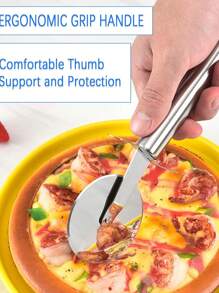 1pc Stainless Steel Pizza Roller Knife Pizza Cutter Pizza Cutter Pizza Cutter Stainless Steel Set Kitchen Pizza Cutter Pizza Cutter Wheel, Bisaro Knife, Food Safe Stainless Steel Pizza Slicer, Suitable For Pizza Pies, Waffles, Dough Cookie Sandwiches And Pastries Cake Cycle Knife, Sharp, Wheel Cutter (Silver, 19.5cm/7.68in)