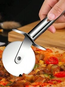 1pc Stainless Steel Pizza Roller Knife Pizza Cutter Pizza Cutter Pizza Cutter Stainless Steel Set Kitchen Pizza Cutter Pizza Cutter Wheel, Bisaro Knife, Food Safe Stainless Steel Pizza Slicer, Suitable For Pizza Pies, Waffles, Dough Cookie Sandwiches And Pastries Cake Cycle Knife, Sharp, Wheel Cutter (Silver, 19.5cm/7.68in)
