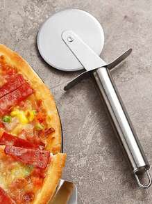 1pc Stainless Steel Pizza Roller Knife Pizza Cutter Pizza Cutter Pizza Cutter Stainless Steel Set Kitchen Pizza Cutter Pizza Cutter Wheel, Bisaro Knife, Food Safe Stainless Steel Pizza Slicer, Suitable For Pizza Pies, Waffles, Dough Cookie Sandwiches And Pastries Cake Cycle Knife, Sharp, Wheel Cutter (Silver, 19.5cm/7.68in)