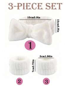 3 piezas/set Diadema, Muñequera, Toalla Facial - Diadema con lazo, Diadema + Muñequera, Toalla Facial y de Muñeca, Reutilizable Absorbente de Agua para Lavado Facial, Yoga, Maquillaje, Viaje - unicolor, Felpa - Multicolor - Ver 10