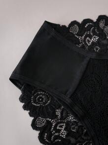 5入組女性蕾絲內衣套裝 - 黑與白 - 查看 5