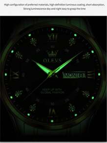 OLEVS. OLEVS Men's Waterproof Watches Stainless Steel Waterproof Chronograph Wrist Watches Luxury Dress White Luminous Big Face Analog Quartz Male Watches - 金黑 - 查看 6