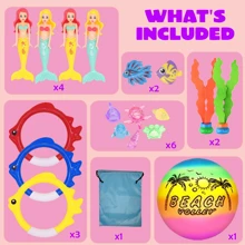 适合 3-12 岁儿童的潜水池玩具，带储物袋，游泳池游戏，夏季游泳美人鱼潜水玩具 - 彩色 - 查看 2