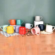 Cană ceramică minimalistă, culoare solidă, cu burtă mare, căni de cafea foarte atractive, lapte, cupluri, cadouri, absolvire, uz zilnic, festival, cană de apă de mare capacitate pentru întoarcerea la școală - Multicolor - Vizualizare 12