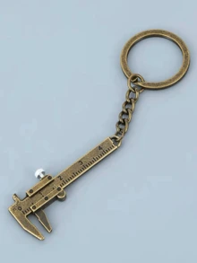 1入組迷你便攜鑰匙扣游標卡尺，測量工具0-40mm，適合給父母和朋友的理想禮物，成為鑰匙、包包和汽車的時尚有趣配飾 - 復古銀色 - 查看 3