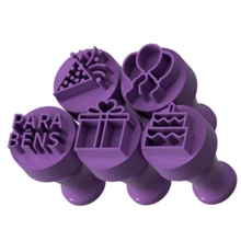 Carimbos para Brigadeiros Docinhos - Coleção Aniversário - Rosa Bebê - Visão 2