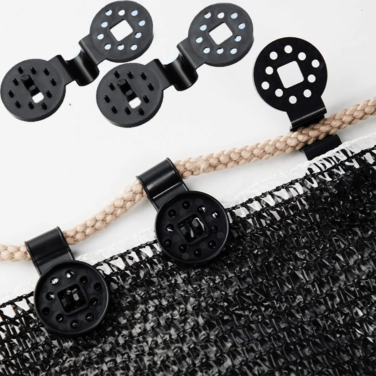 10入組遮陽網夾，溫室遮陽布夾，塑料圍欄遮陰網夾，防蟲網夾，農業遮陽鎖緊夾，露營帳篷配件 - 黑色 - 查看 1