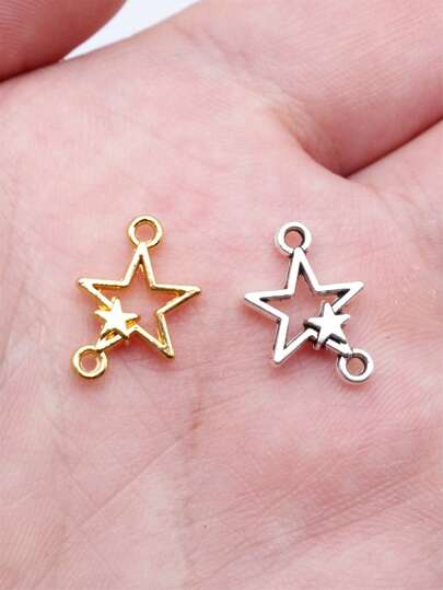 Conector encantador de estrella de 40 piezas de 15x11mm (0,59x0,43 pulgadas) para hacer pulseras, aretes y collares de joyería DIY