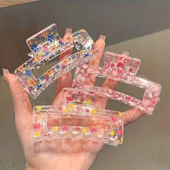 3pcs Jelly Hair Clips, Cute Candy Colors, Large Transparent Claw Clips, Resin Material, Baby Girls Hair Accessories