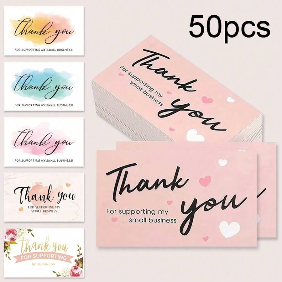 50入組紙質問候卡，零售店客戶感謝卡，適用於婚禮、派對、禮品裝飾卡 - B - 查看 1