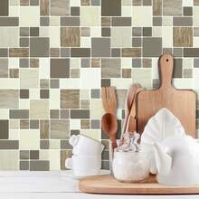Peel And Stick Mosaic Sticker Kitchen Backsplash Tiles, Bathroom Wall Sticker Square Shape Design - Multicolor - View 9