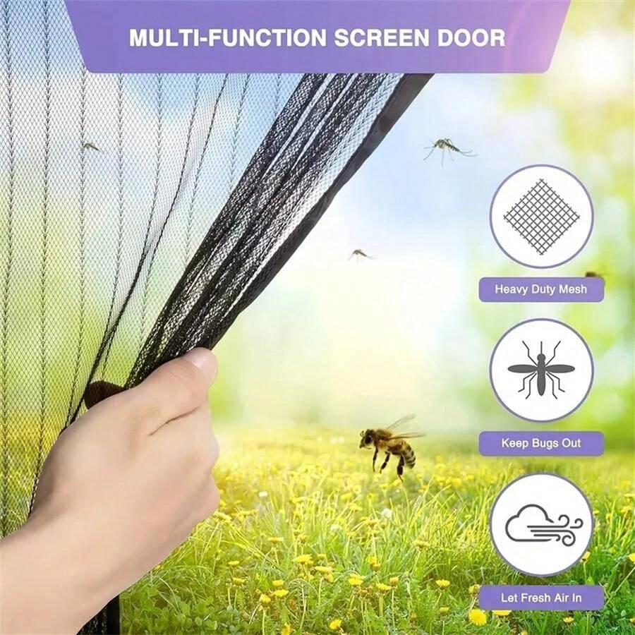 1 Piece, Screen Door With HeavyDuty Mesh And Self Sealing