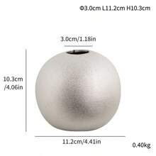 1pc Vintage Ceramic Spherical Vases - Golden And Silver Finish, Perfect For Home Decor - Multicolor - View 8