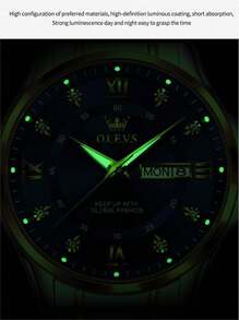 OLEVS. OLEVS Men's Waterproof Watches Stainless Steel Waterproof Chronograph Wrist Watches Luxury Dress White Luminous Big Face Analog Quartz Male Watches - 金藍色 - 查看 6