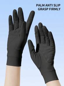 1 Cặp Màn hình cảm ứng màu đen Đàn hồi Găng tay chống nắng ngón tay dài kiểu mỏng cho đi xe đạp ngoài trời - màu đen - Xem 4