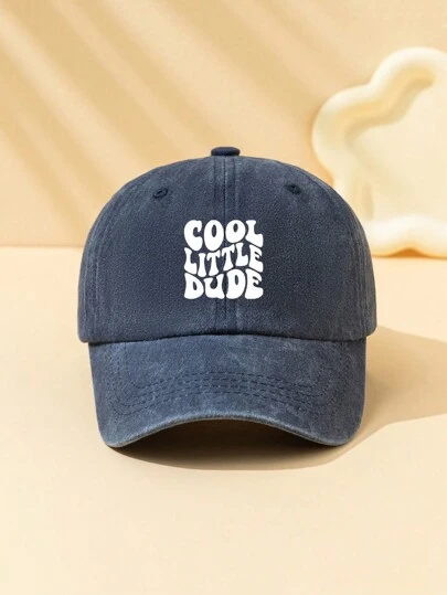 A Washed And Sun-Proof, Adjustable, Retro And Versatile Baseball Cap For Children With Letter Prints, Suitable For Daily Wear
