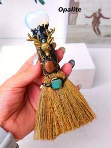 1件天然水晶心形扫帚工具，尖头魔杖，祭坛用品石英女巫扫帚，生日/万圣节礼物 - 掃帚 - 查看 30