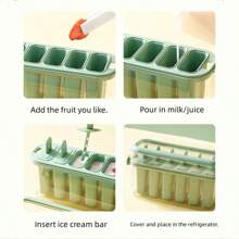 Molde de helado de 6 compartimentos, paleta de hielo congelado, triturador de helado de paleta, cubo de hielo para helado, caja especial para helado casero, molde para paletas, reutilizable, molde para helado, molde fácil de desmontar, apto para hacer paletas caseras, molde DIY para paletas