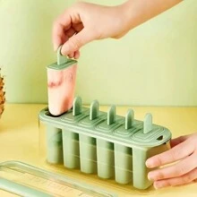 Molde de helado de 6 compartimentos, paleta de hielo congelado, triturador de helado de paleta, cubo de hielo para helado, caja especial para helado casero, molde para paletas, reutilizable, molde para helado, molde fácil de desmontar, apto para hacer paletas caseras, molde DIY para paletas