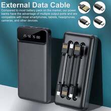 6000mah Mobile Power Bank Mobile Phone Backup Battery Convenient Charging, Capacity Mobile Power Supply,Easy To Carry Around,Built-In 2 USB Output Ports - Black - View 2