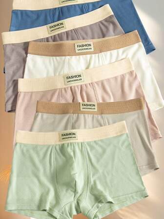 6pcs/Pack Men's Comfortable Breathable Antibacterial Sport Style Boxer Briefs