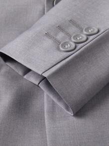 SOLOCOTE Tween Boy Solid Color Contrast Lapel Single-Breasted Long Sleeve Suit Jacket And Pants Set - Light Grey - View 10