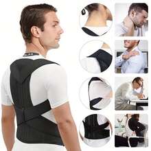 1 pieza Soporte lumbar ajustable para yoga, ayuda a mejorar la postura, disponible en múltiples tallas (Negro) - Negro - Ver 3