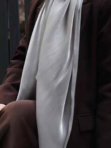 1 件女士纯色柔软丝绸岛围巾阿拉伯休闲头巾保守纯色头巾适合日常使用头巾适合阿巴亚女士面纱