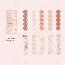 復古風景紙膠帶，紙膠帶花卉語言系列，簡單邊框裝飾紙器底材料，10張/包，拼貼書裝飾紙 - 彩色 - 查看 6