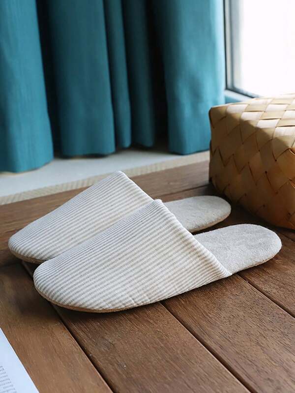 Japanese-Style Foreign Trade Slippers For Spring And Summer, Ultra-Light Stripe Home Slippers, Wooden Floor And Carpet Slippers, Silent Soft Bottom Slippers For Women And Men