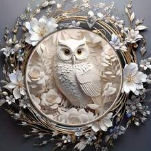 1入組貓頭鷹形木質掛飾牌，適用於門前裝飾和家居裝飾