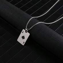 1 件钛钢扑克牌黑桃 A 形吊坠项链，长毛衣链情侣配饰父亲节礼物学校万圣节配饰朋克 - 彩色 - 查看 4