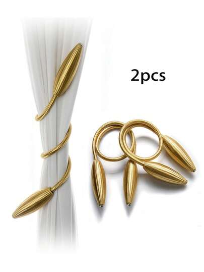 2入組帶金屬扣的創意窗簾繩扣，簡單精美的窗簾夾，無需安裝