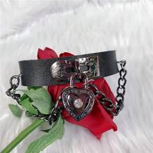 Yanxyad Punk Leather Chain Bracelet With Heart - Rock And Roll Wristband For Men And Women