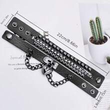 Yanxyad Punk Leather Chain Bracelet With Heart - Rock And Roll Wristband For Men And Women