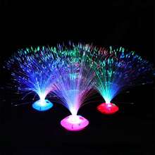 Lámpara de fibra óptica LED con base de piedras preciosas, luz nocturna intermitente multicolor con efecto de estrella, para decoración y juguete, color al azar - Multicolor - Ver 13