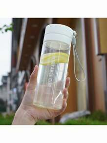 1 bouteille d'eau de sport grande capacité avec double couche et design givré, tasse à thé portable en plastique et conteneur transparent pour l'extérieur d'été - Blanc - Voir 4
