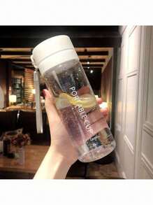 1 bouteille d'eau de sport grande capacité avec double couche et design givré, tasse à thé portable en plastique et conteneur transparent pour l'extérieur d'été - Blanc - Voir 5