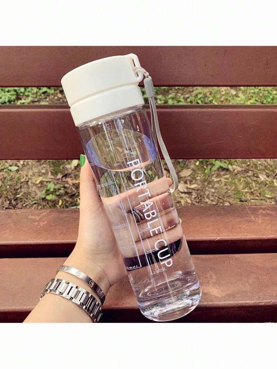 1 bouteille d'eau de sport grande capacité avec double couche et design givré, tasse à thé portable en plastique et conteneur transparent pour l'extérieur d'été - Blanc - Voir 1