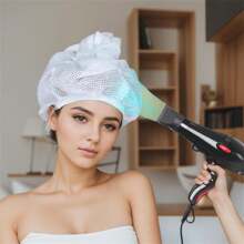 1 Touca de Rede Plopping para Secar Cabelos Cacheados, Rede de Cabelo para Secagem, Touca de Rede Plopping Soulta, Touca Boné de Rede Plopping com Alça Ajustável, Touca Difusora de Rede Plopping Satin - Branco - Visão 4